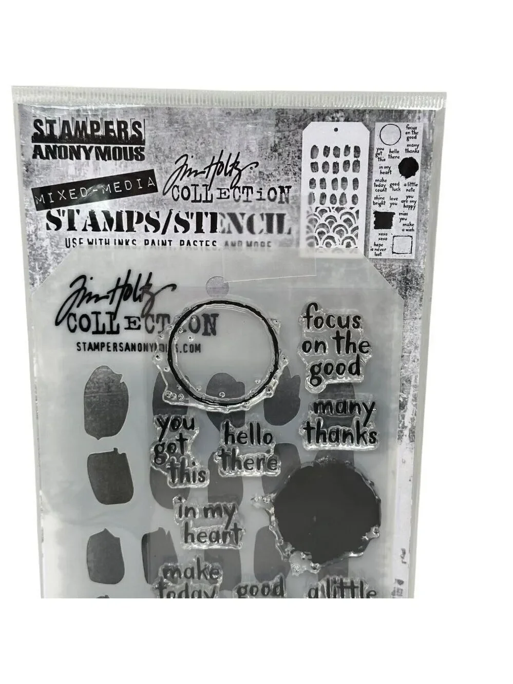 Tim Holtz Stampers Anonymous Mixed Media Stamps Stencil Set THMM184 Cardmaking